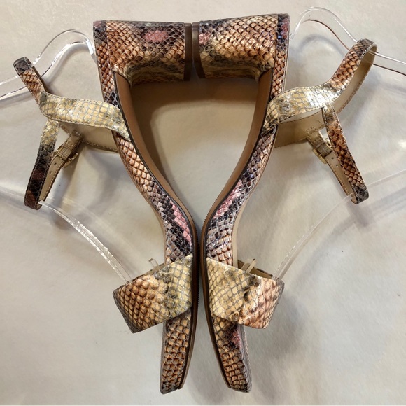 NATURALIZER (8.5W) Ivy Leather Snakeskin Print Sandals Mauve Tan Black - Picture 8 of 16